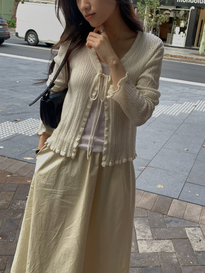 Crochet Ribbon Cardigan | 細緻鈎針綁結外套
