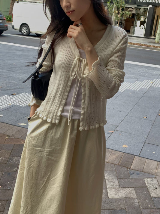 Crochet Ribbon Cardigan | 細緻鈎針綁結外套