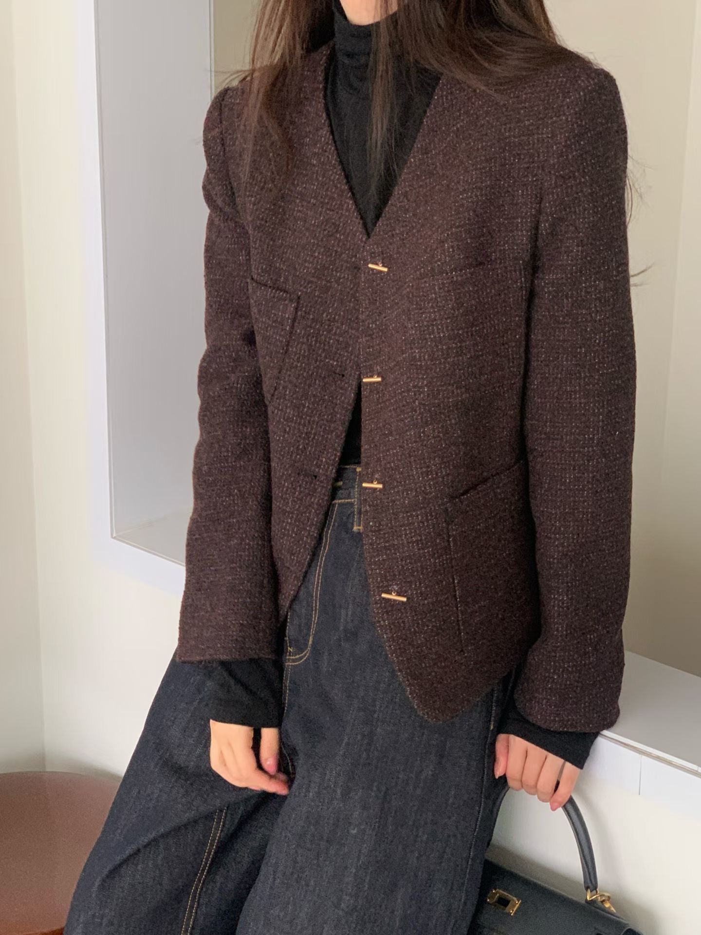 【One of a Kind】Flat Bar Tweed Blazer