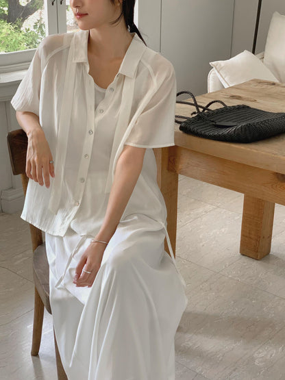 Summer Sheer Shirt with Necktie