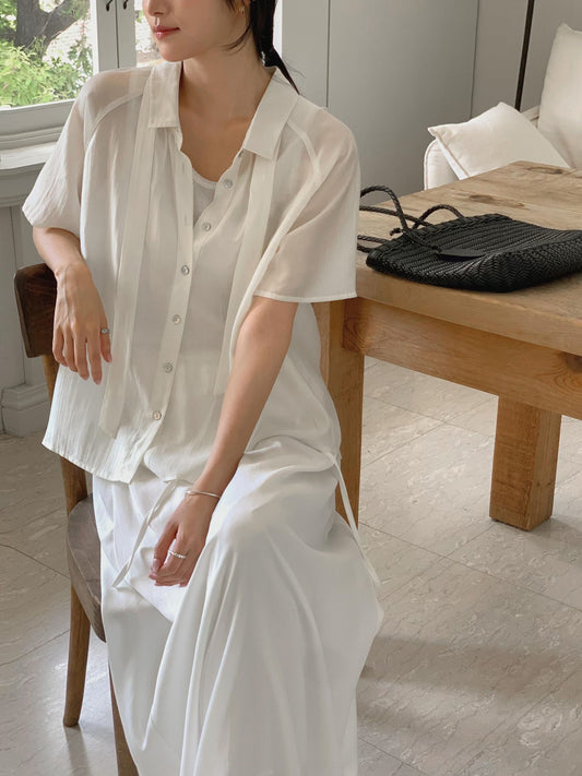 Summer Sheer Shirt with Necktie
