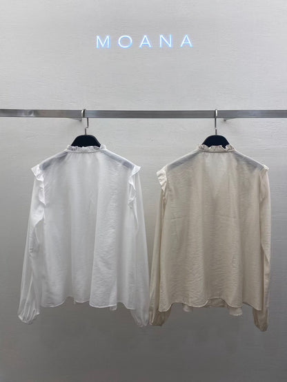 Delicate Fall Floral Ruffles Blouse