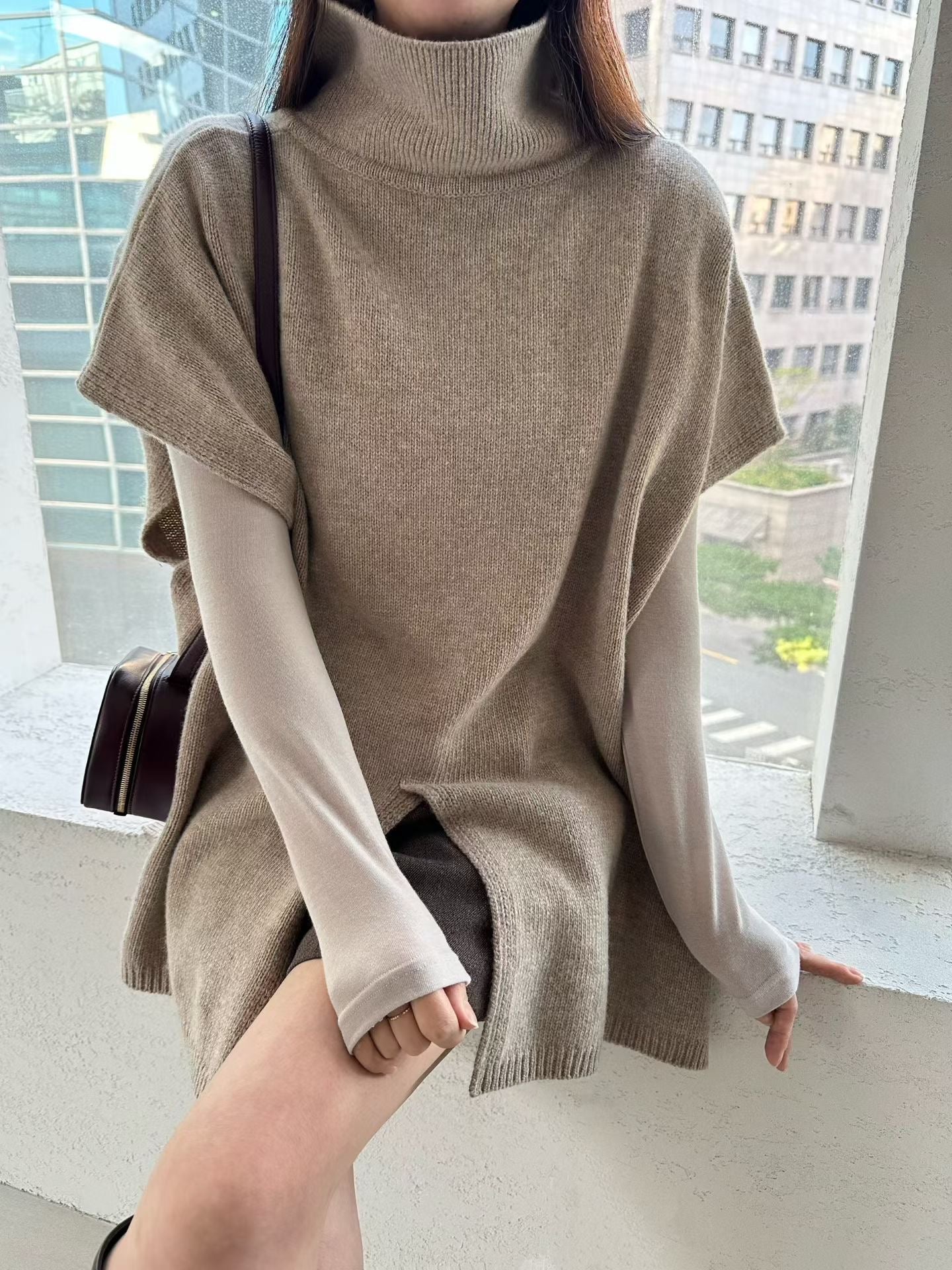 [Premium] Cashmere Tencel Lightweight High Neck Top