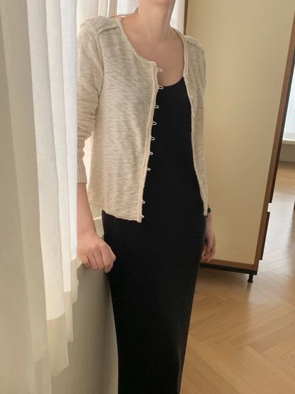 Delicate Feathery Melange Hook Cardigan | 暗混色氣質薄外套