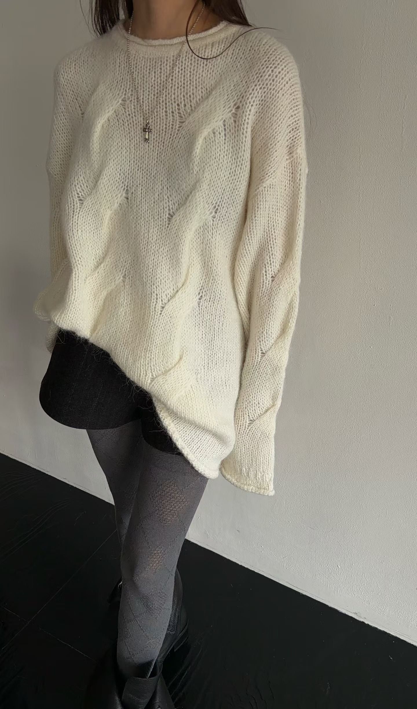 Oversized Alpaca Cable Knit | 寬版麻花羊駝針織