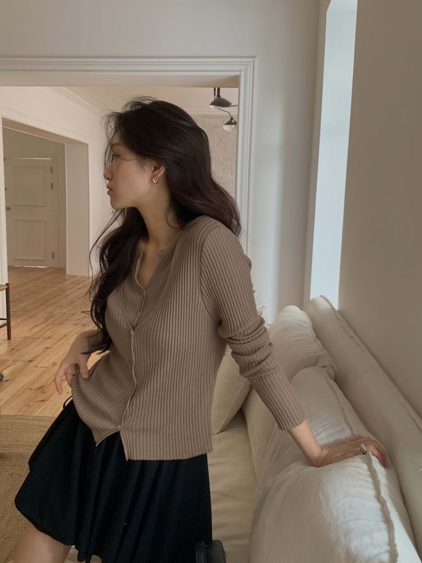 Layered V Faux-Cardi Top