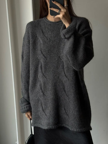 Oversized Alpaca Cable Knit | 寬版麻花羊駝針織