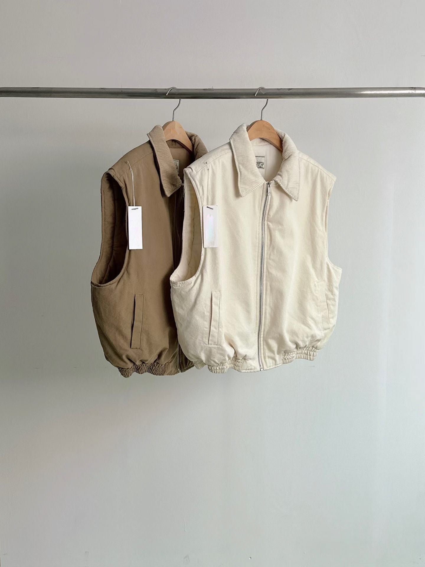 Corduroy Collar Quilted Vest Jacket | 燈芯絨領夾綿背心外套