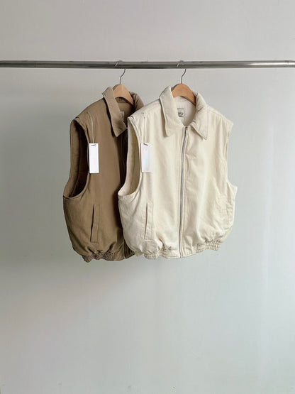 Corduroy Collar Quilted Vest Jacket | 燈芯絨領夾綿背心外套