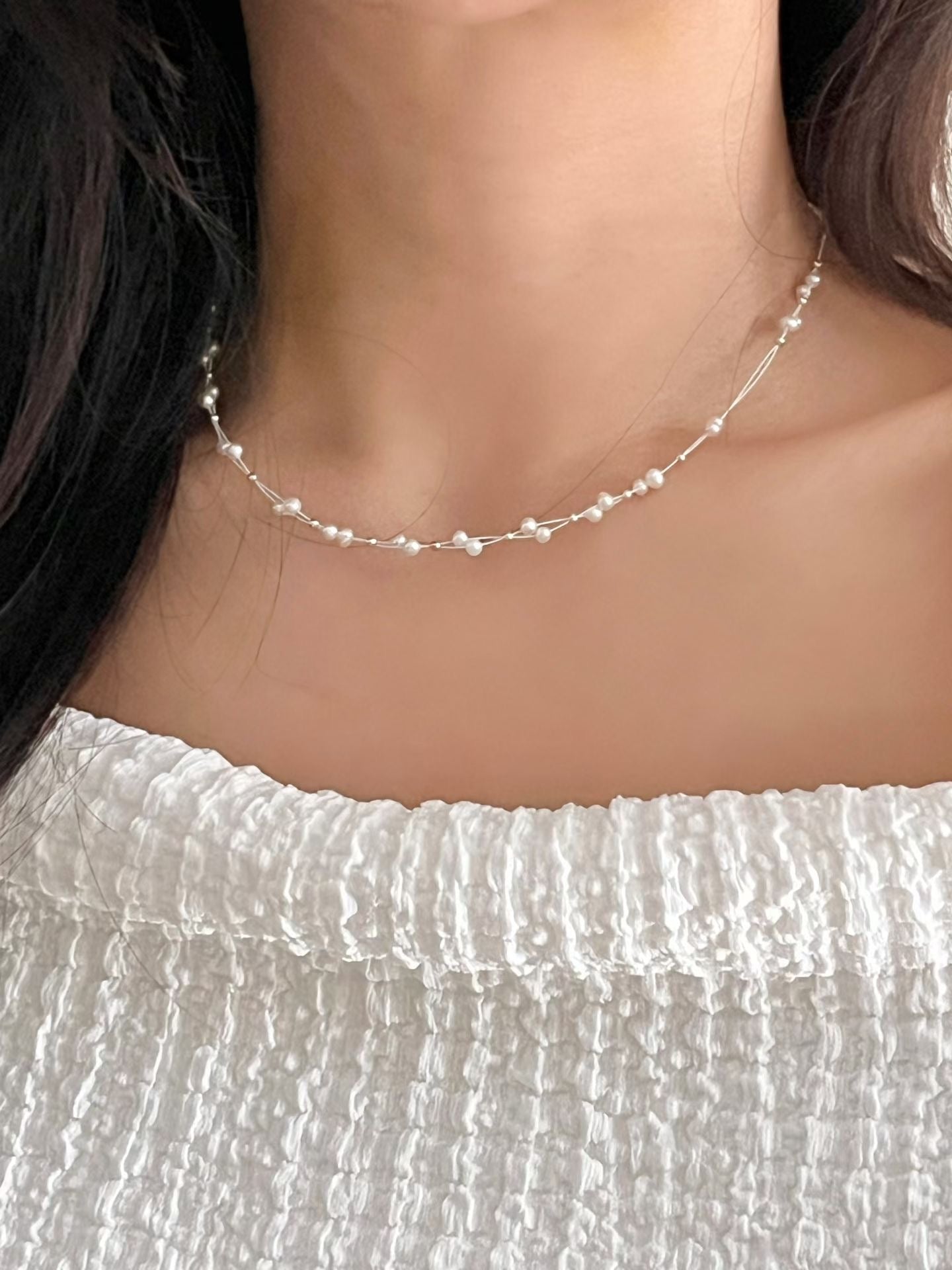 Pearl Motif Twist Necklace | 簡約珍珠扭紋頸鏈￼