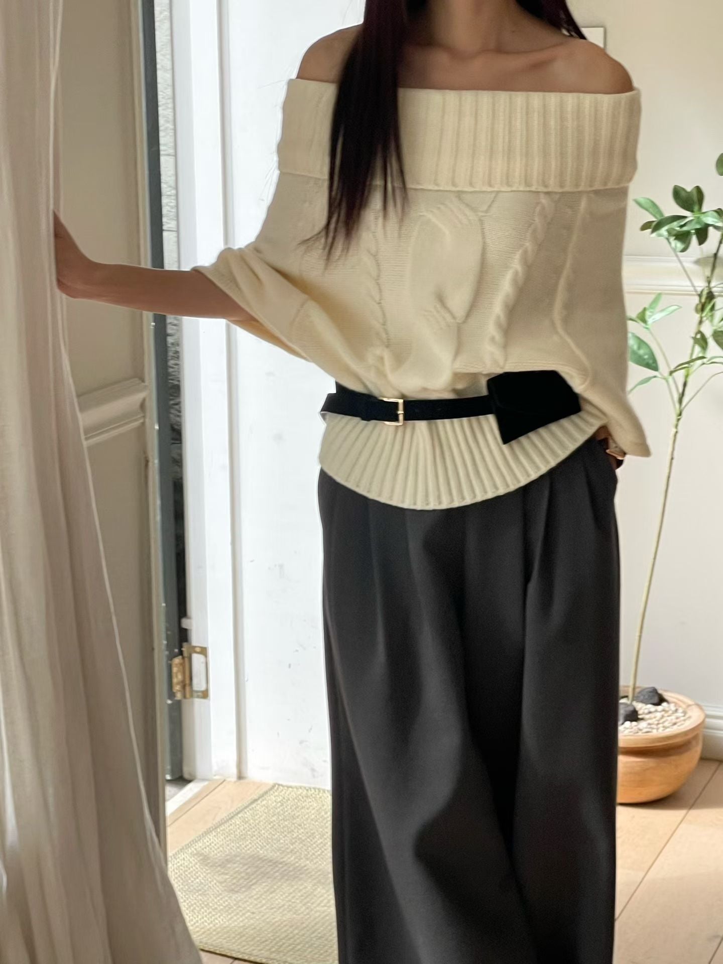 【獨特針織～】Batwing Wide Highneck Knit ｜ 精緻羅紋闊高領針織