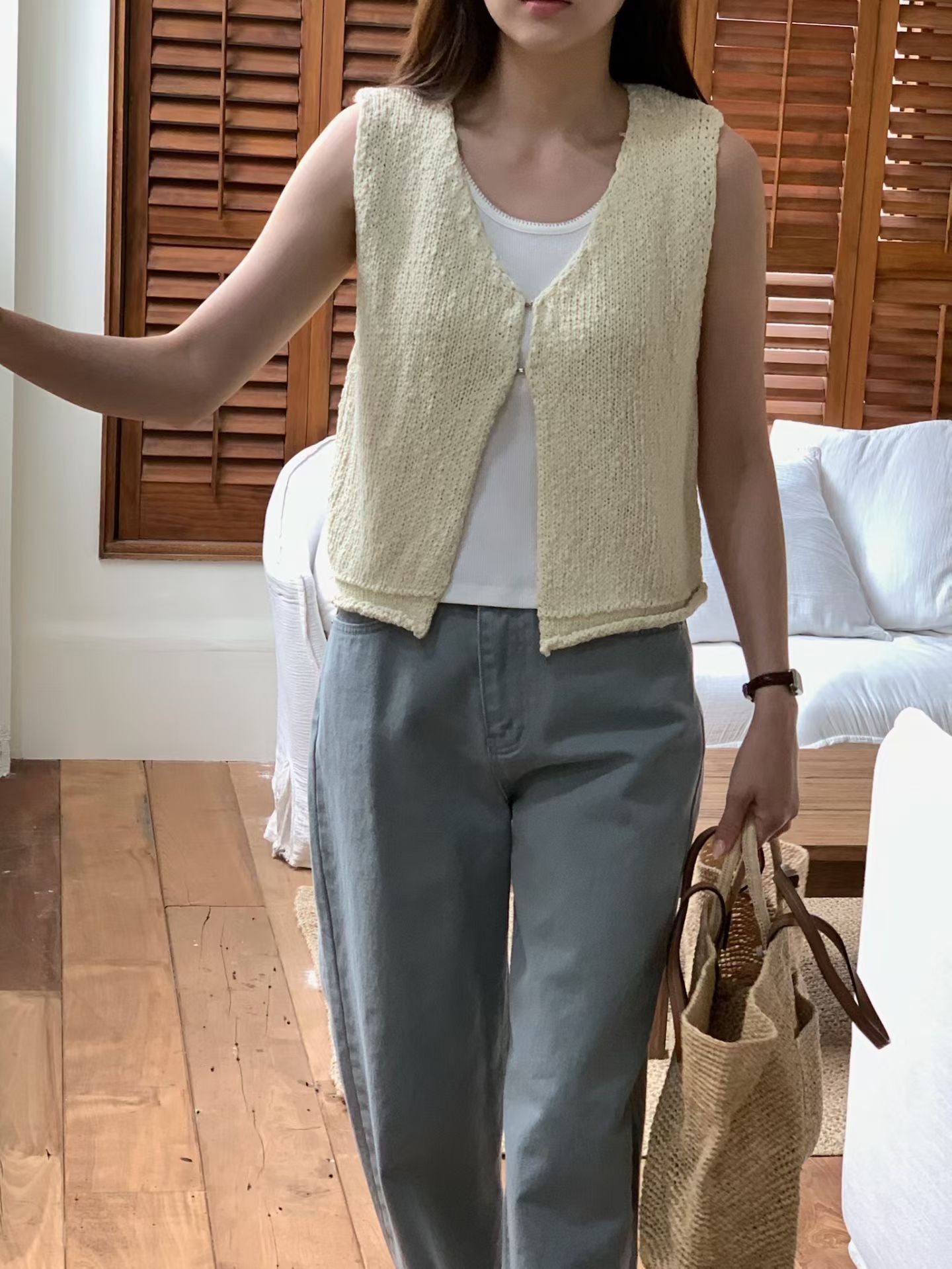 Softie Cotton Button Vest | 毛巾感開胸背心外套