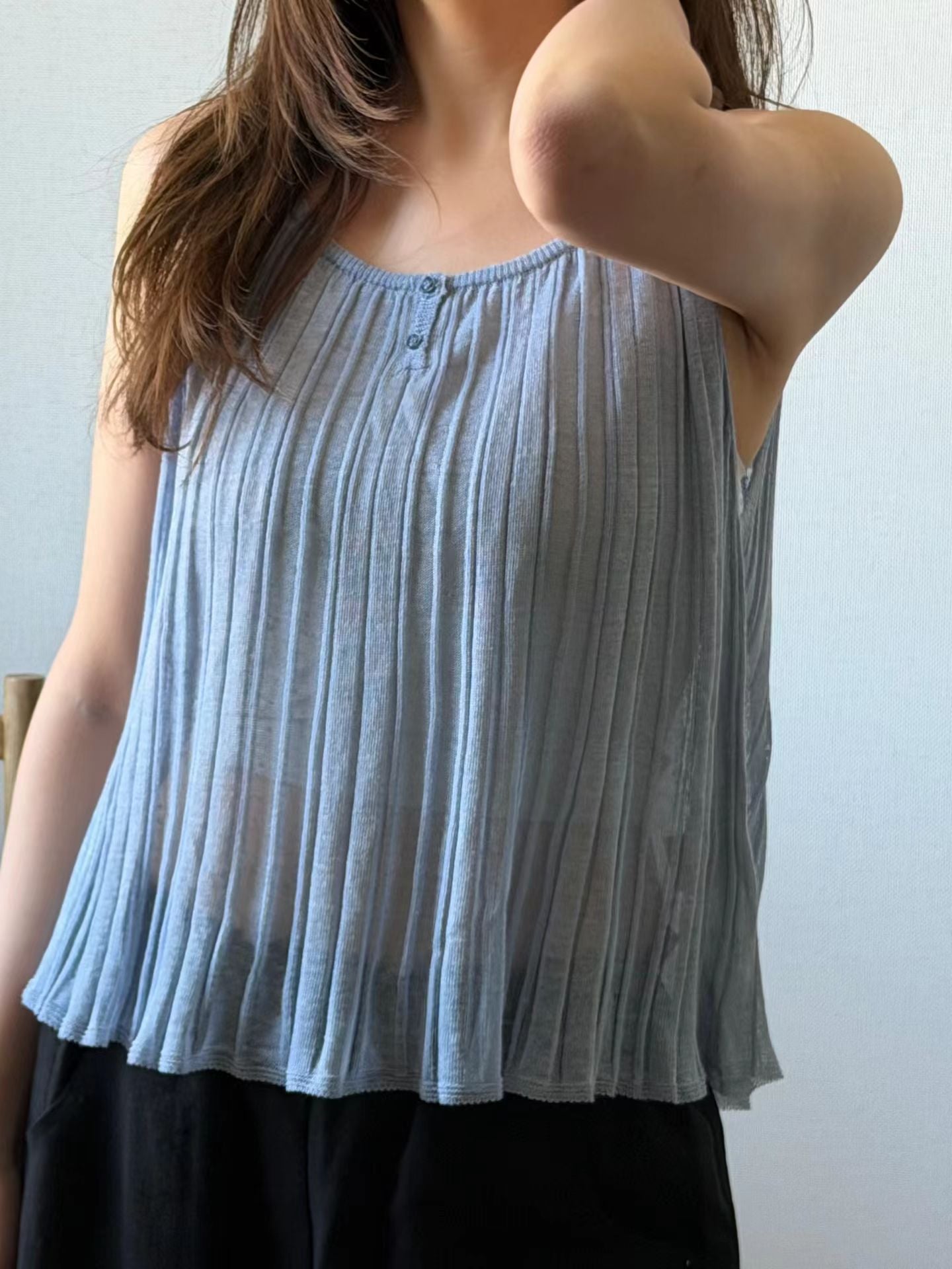 Linen Tencel Soft Pleated Cami