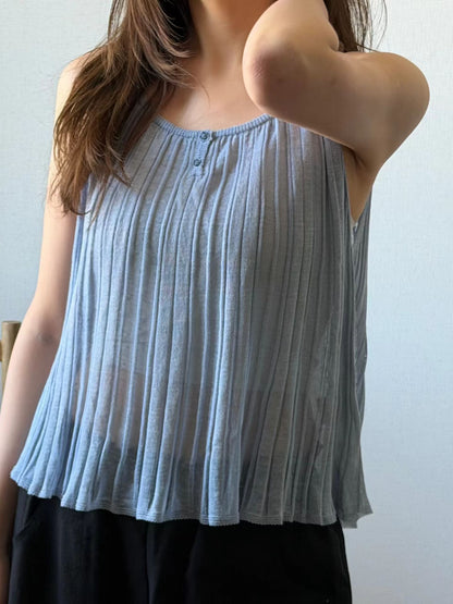Linen Tencel Soft Pleated Cami