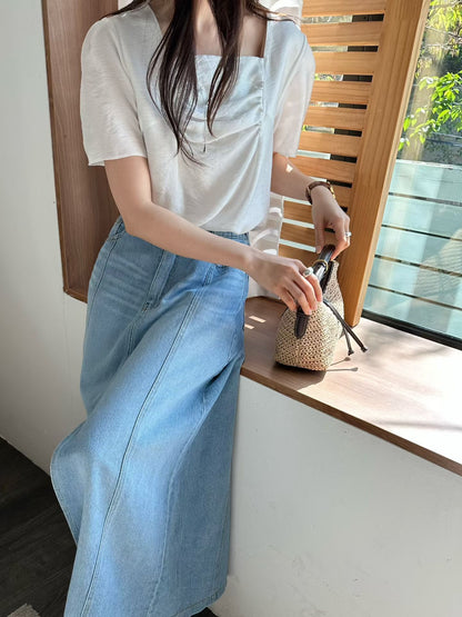 Square Neck Scrunchie Blouse | 方領皺褶細節上衣