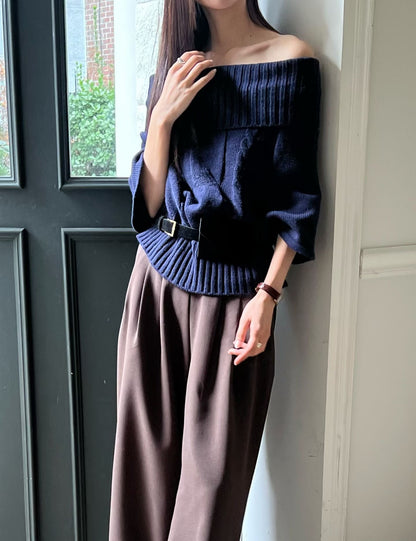 【獨特針織～】Batwing Wide Highneck Knit ｜ 精緻羅紋闊高領針織