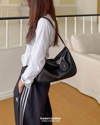 Bucks & Leather Calf Leather Chic  Lunchbox Shoulder Bag | 小牛皮方形上膊包包