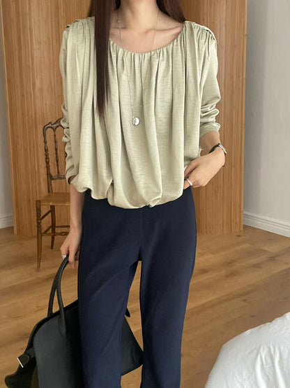 The Autumn Bubble Blouse | 絲滑泡泡襯衫