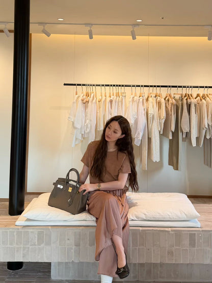 Petite Ruffle Hem Linen Tee | 卷邊短袖麻質Tee