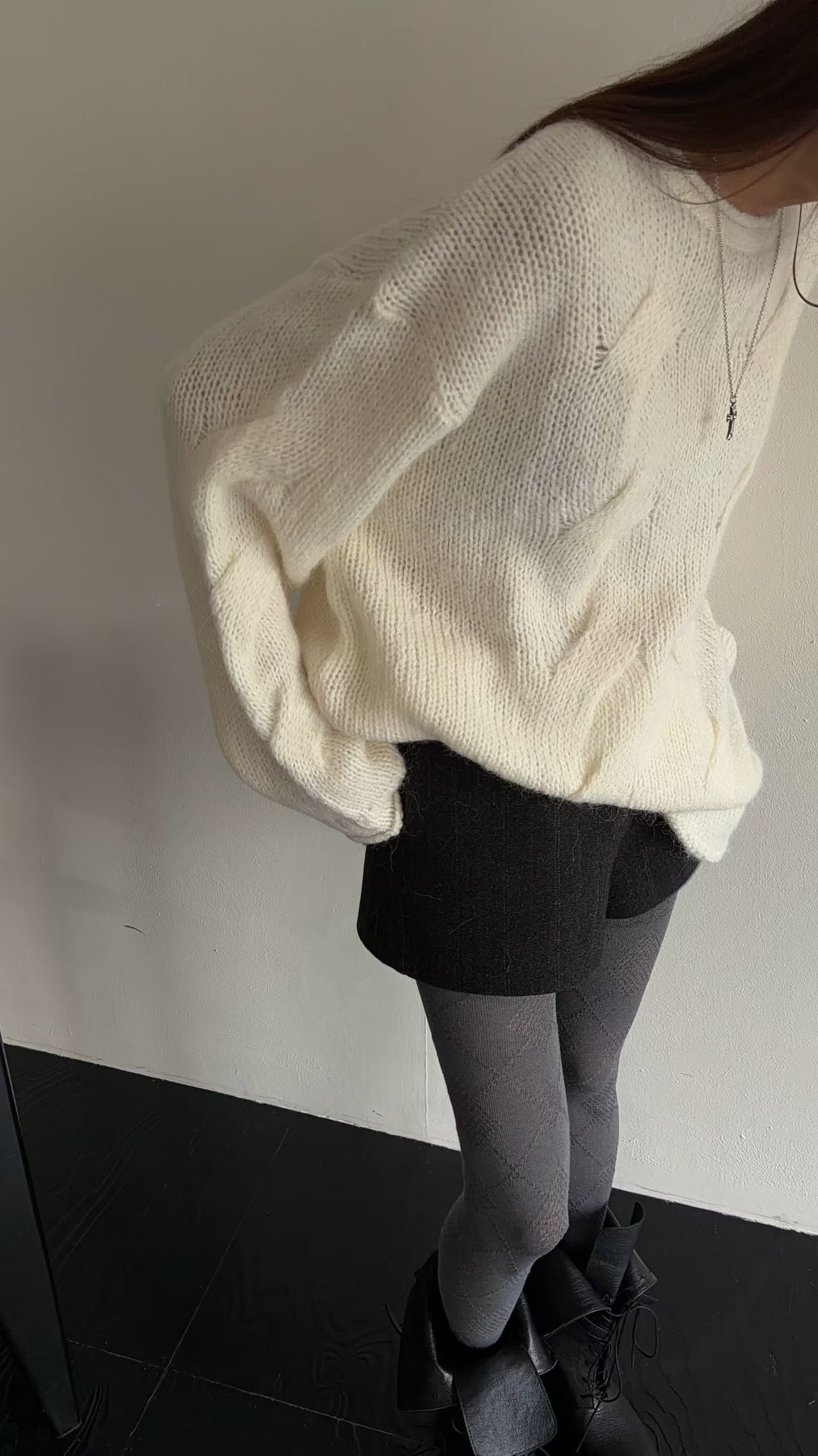 Oversized Alpaca Cable Knit | 寬版麻花羊駝針織