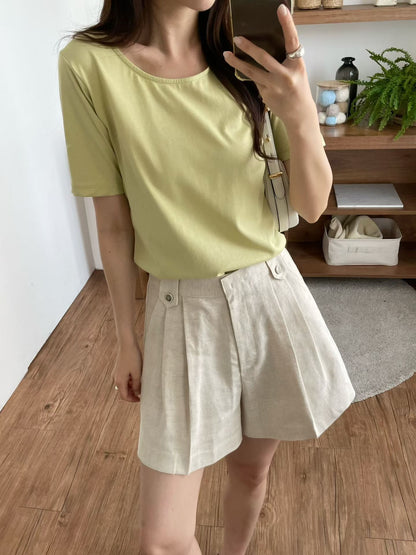 Tailored Linen A-Line Shorts | 棉麻挺版A字西裝短褲