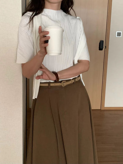 Textured Short Sleeved Blouse | 直紋短袖版襯衫