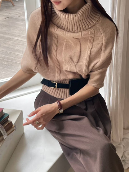【獨特針織～】Batwing Wide Highneck Knit ｜ 精緻羅紋闊高領針織