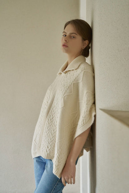 Delicate Cable Knitted Cape