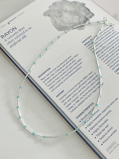 Minimal Ice Beaded Necklace | 極簡冰藍細珠頸鏈