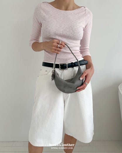 Bucks & Leather Mini Moon Shoulder Bag | 牛皮小月牙手袋