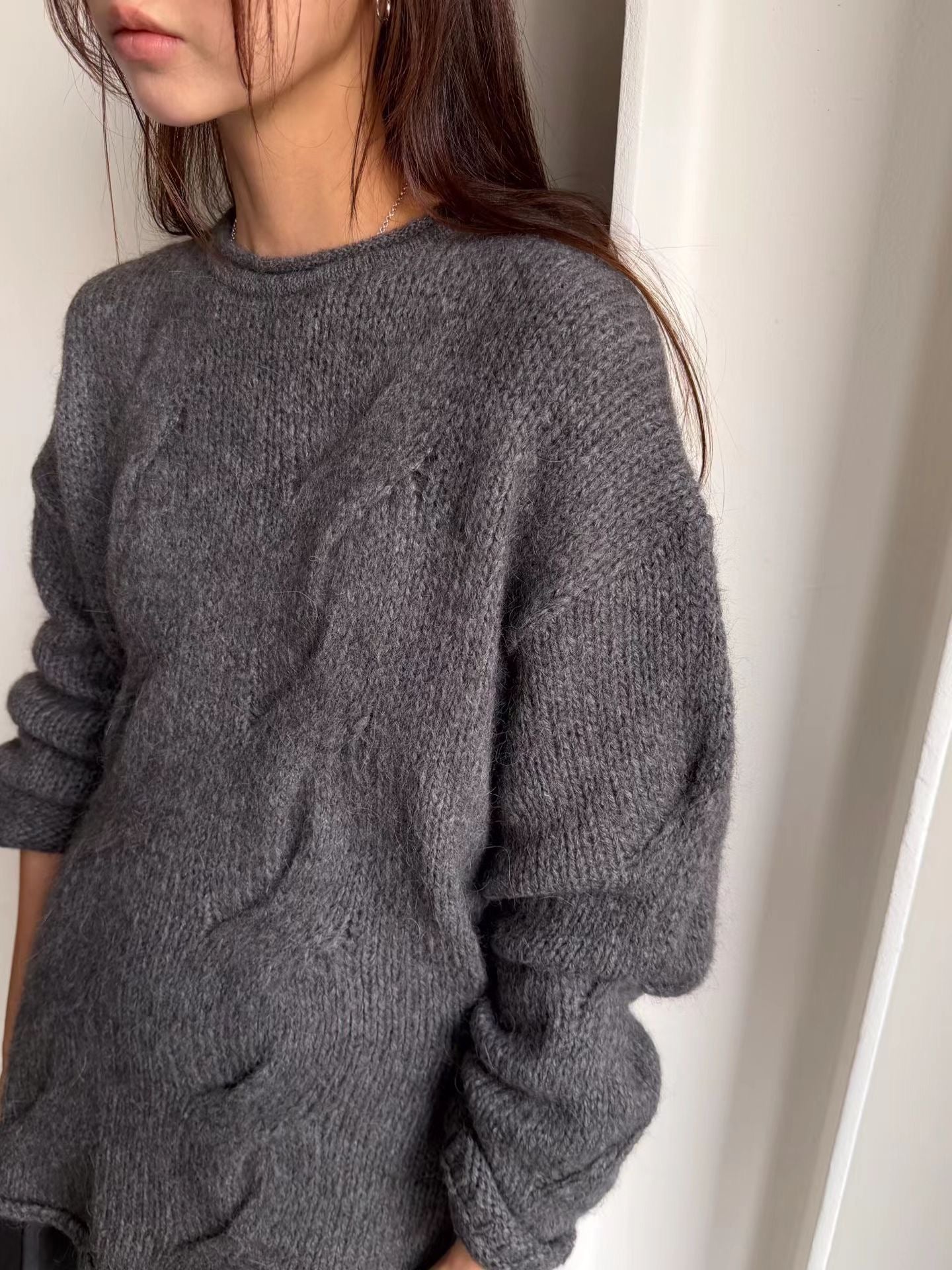 Oversized Alpaca Cable Knit | 寬版麻花羊駝針織