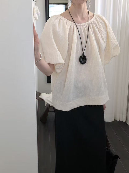 【極美版型】挺身泡泡袖襯衫| Textured Puffy Sleeves Blouse