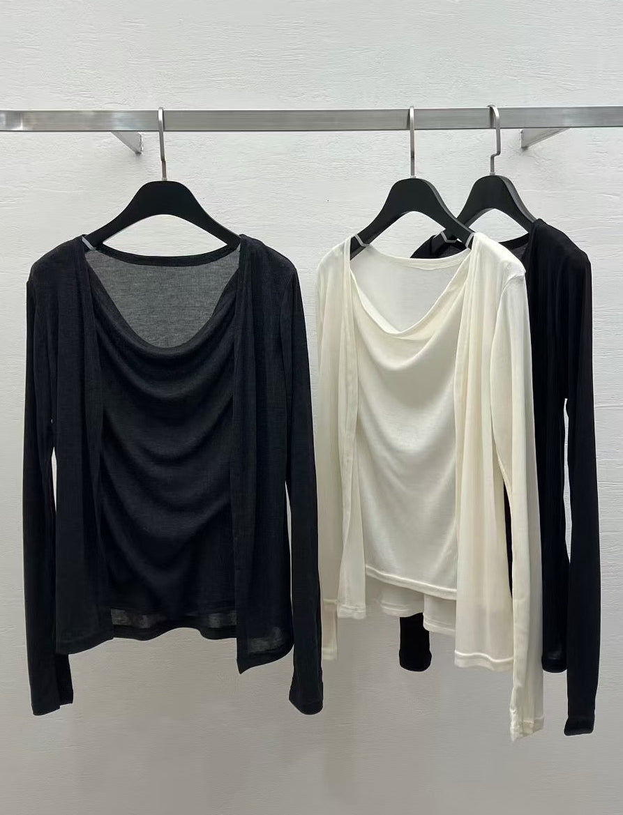 [獨特極美設計款] 天絲垂感流水Top