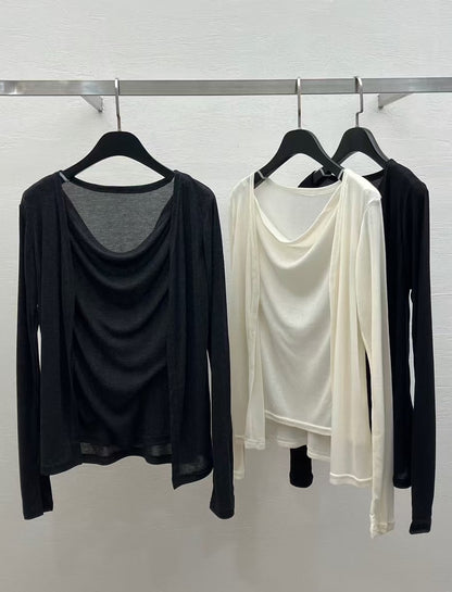 [獨特極美設計款] 天絲垂感流水Top