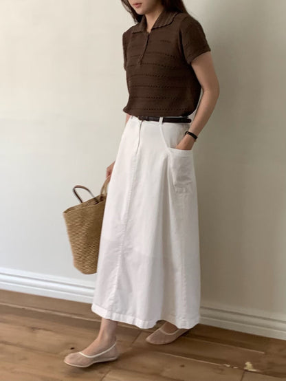 Frill Collar Lacey Tee | 滾邊細節小通花上衣￼