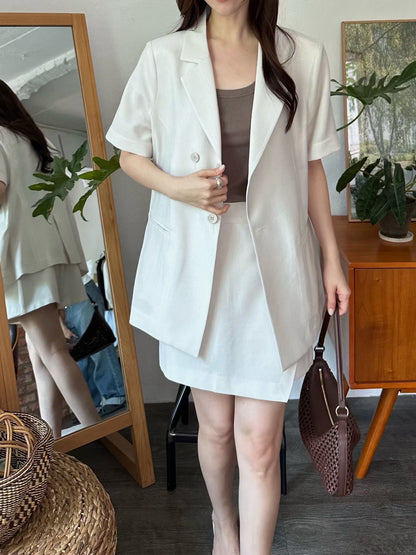 Breezy Linen Short-Sleeved Blazer | 清風亞麻短袖西裝外套