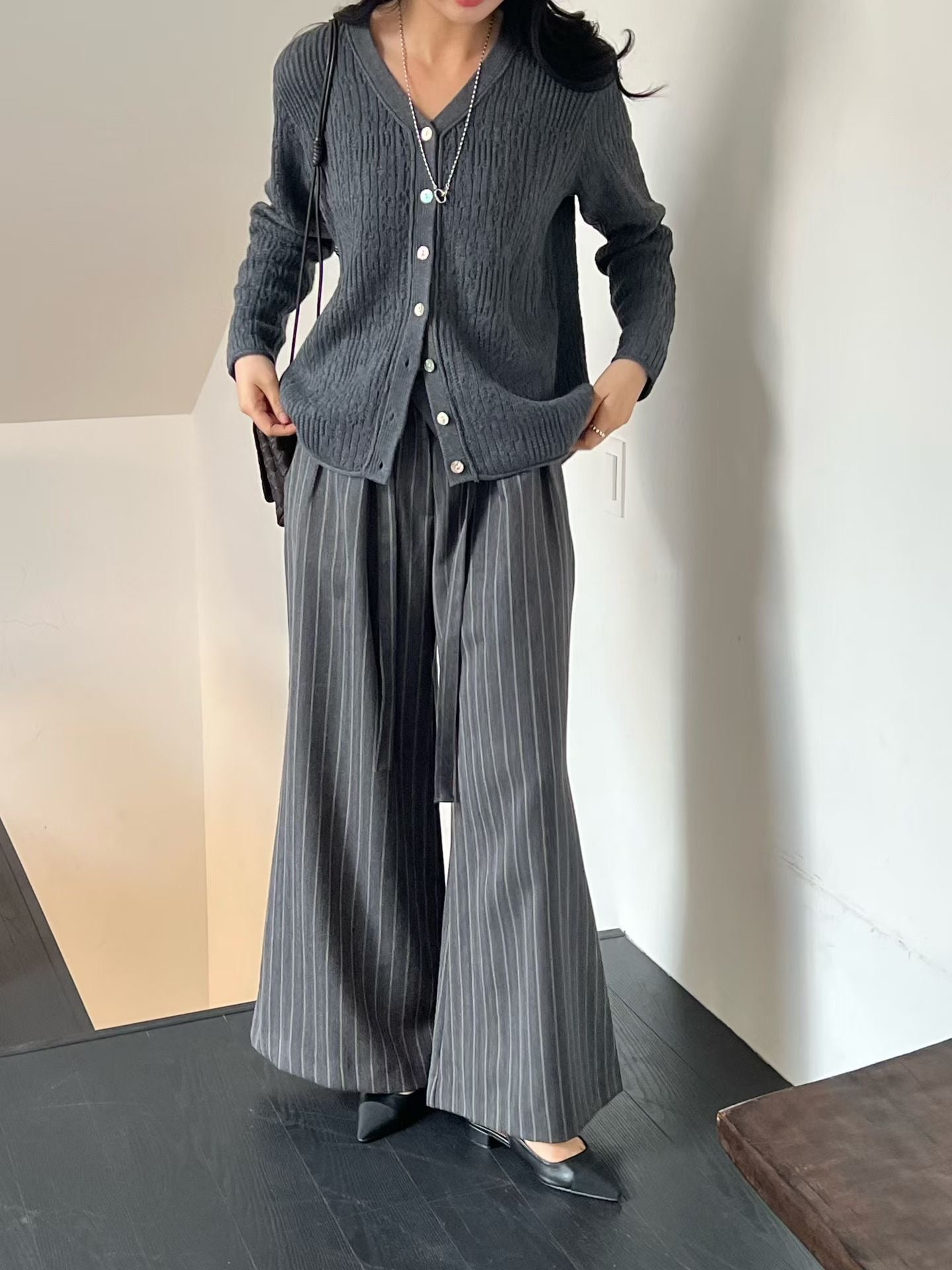Wide Leg Striped Trousers | 條紋西裝闊褲