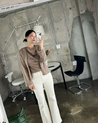 Momo Draping Set | 冬日氣氛毛毛背心外套Set