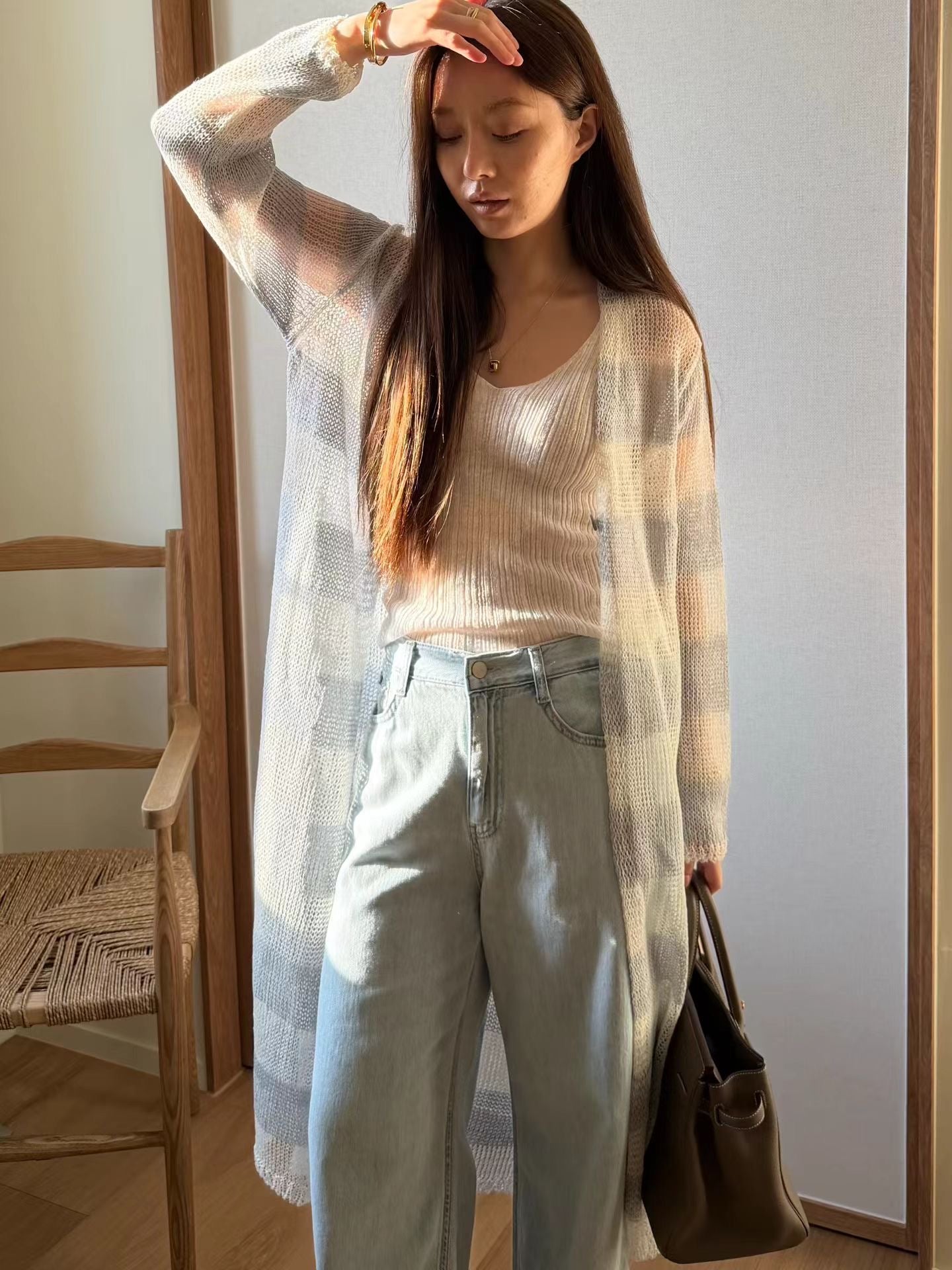 Longline Tropical Linen Cover Knit | 長版亞麻罩針織罩衫