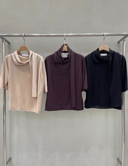 Breezy Tie-Neck Linen Knit | 領結細節麻質輕薄針織上衣
