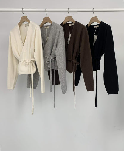 Cashmere Blend Soft Wrap Top | 氣質Cashmere 打結針織Top