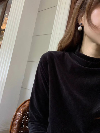 Butter Velvet Mock Neck Blouse