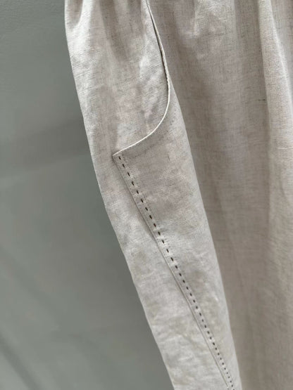 Scrunched Waist Linen-Tencel Pants | 抓皺腰線天絲亞麻長褲