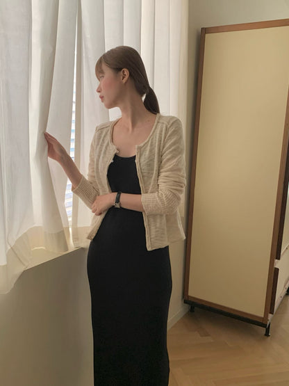 Delicate Feathery Melange Hook Cardigan | 暗混色氣質薄外套