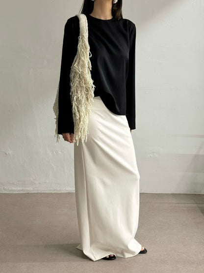 暗珠光背面小心機襯衫 | Pearly Low Back Ribbon Blouse