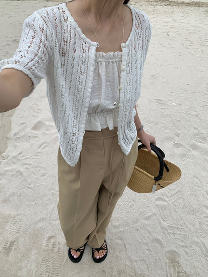 Pure Cotton Crochet Summer Cardigan | 夏日純棉鏤空針織外套