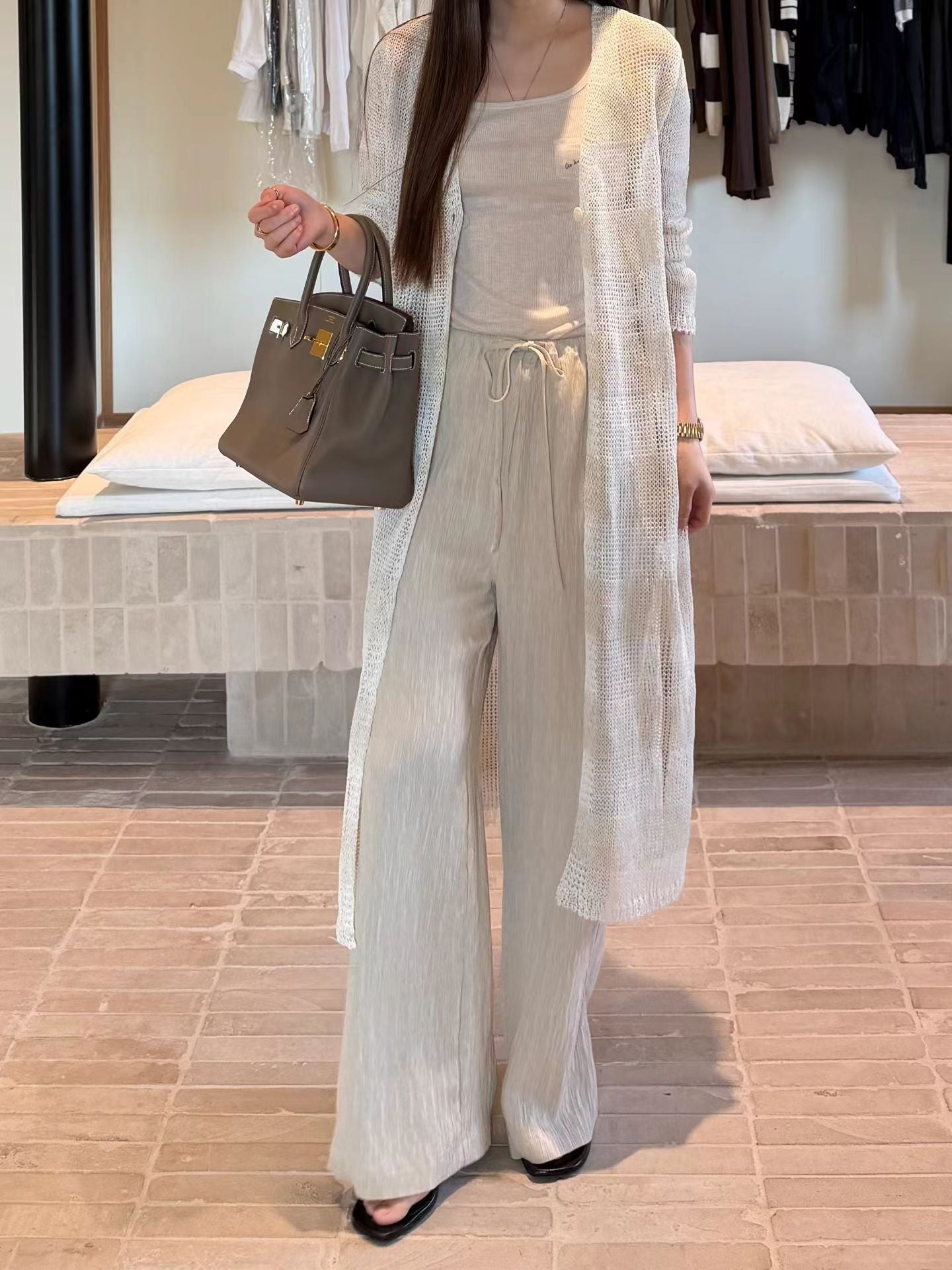 Longline Tropical Linen Cover Knit | 長版亞麻罩針織罩衫