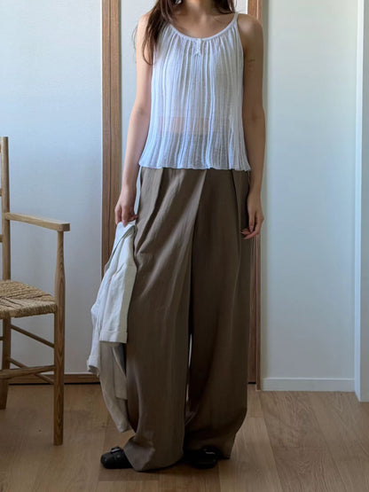 Linen Tencel Soft Pleated Cami