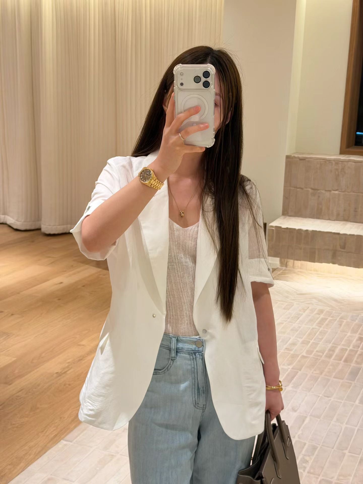 100% Linen Tailored Short Sleeved Blazer  | 純亞麻短袖夏日西裝外套