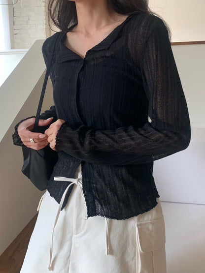 [𝑳𝒊𝒏𝒆𝒏 𝑬𝒅𝒊𝒕] Lightweight Striped Cardigan